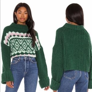 FREE PEOPLE | Spearmint Pine Alpine Wool Blend Chunky Knit Crop Sweater
